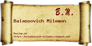 Balassovich Milemon névjegykártya